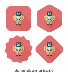 robot flat icon with long shadow,eps10