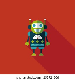 robot flat icon with long shadow,eps10