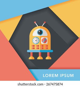 robot flat icon with long shadow,eps10
