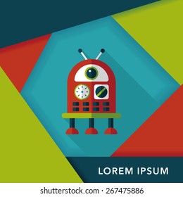 robot flat icon with long shadow,eps10