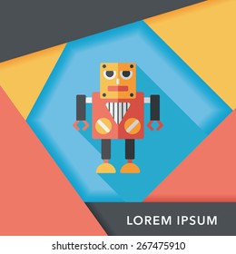 robot flat icon with long shadow,eps10