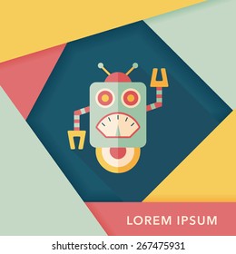 robot flat icon with long shadow,eps10