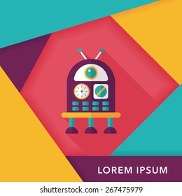 robot flat icon with long shadow,eps10
