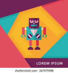 robot flat icon with long shadow,eps10