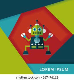 robot flat icon with long shadow,eps10