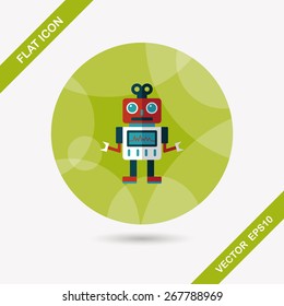 robot flat icon with long shadow,eps10