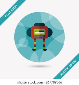 robot flat icon with long shadow,eps10