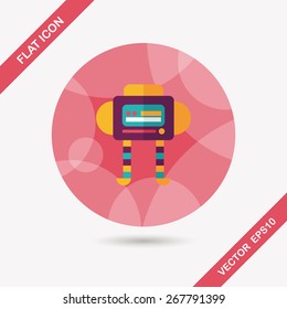 robot flat icon with long shadow,eps10