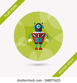 robot flat icon with long shadow,eps10