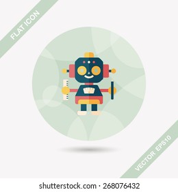 robot flat icon with long shadow,eps10
