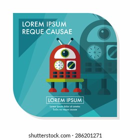 robot flat icon with long shadow,eps10