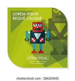 robot flat icon with long shadow,eps10