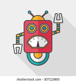 robot flat icon with long shadow,eps10
