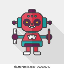 robot flat icon with long shadow,eps10