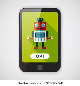 robot flat icon with long shadow,eps10