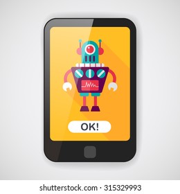 robot flat icon with long shadow,eps10