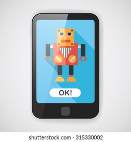 robot flat icon with long shadow,eps10