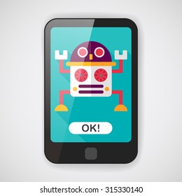 robot flat icon with long shadow,eps10