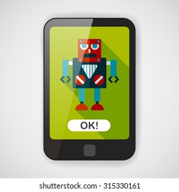 robot flat icon with long shadow,eps10