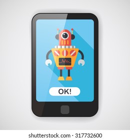 robot flat icon with long shadow,eps10