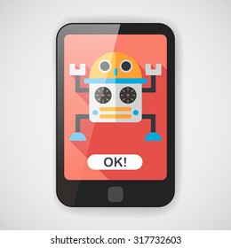 robot flat icon with long shadow,eps10