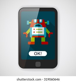 robot flat icon with long shadow,eps10