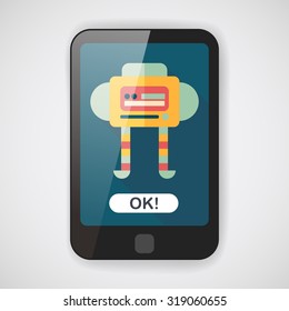 robot flat icon with long shadow,eps10