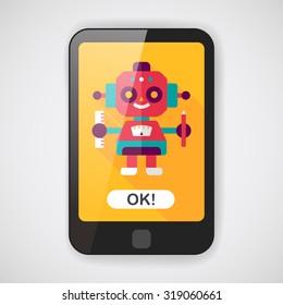 robot flat icon with long shadow,eps10