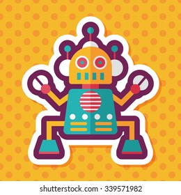 robot flat icon with long shadow,eps10
