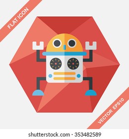 robot flat icon with long shadow,eps10