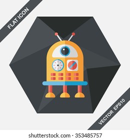 robot flat icon with long shadow,eps10