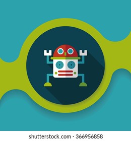 robot flat icon with long shadow,eps10
