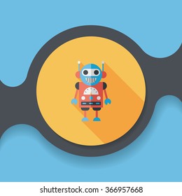 robot flat icon with long shadow,eps10