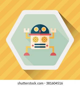 robot flat icon with long shadow,eps10