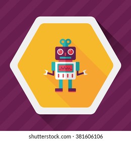 robot flat icon with long shadow,eps10