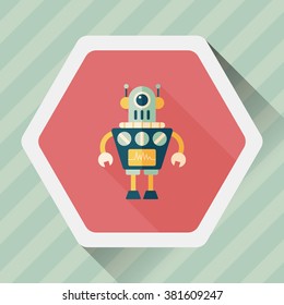 robot flat icon with long shadow,eps10