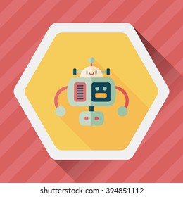 robot flat icon with long shadow,eps10