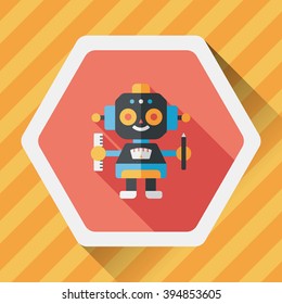 robot flat icon with long shadow,eps10