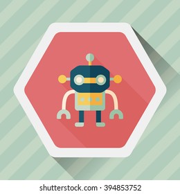 robot flat icon with long shadow,eps10