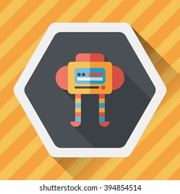 robot flat icon with long shadow,eps10