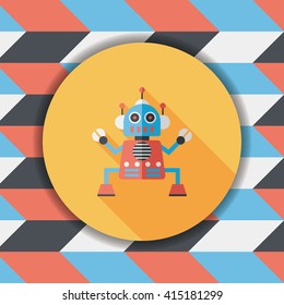 robot flat icon with long shadow,eps10