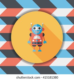 robot flat icon with long shadow,eps10