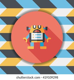 robot flat icon with long shadow,eps10