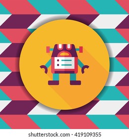 robot flat icon with long shadow,eps10