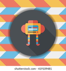 robot flat icon with long shadow,eps10
