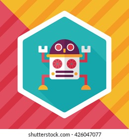 robot flat icon with long shadow,eps10