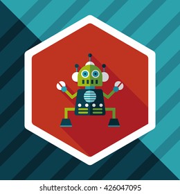 robot flat icon with long shadow,eps10