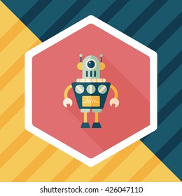 robot flat icon with long shadow,eps10