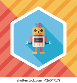 robot flat icon with long shadow,eps10