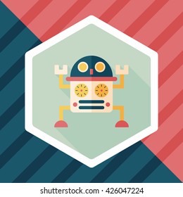 robot flat icon with long shadow,eps10